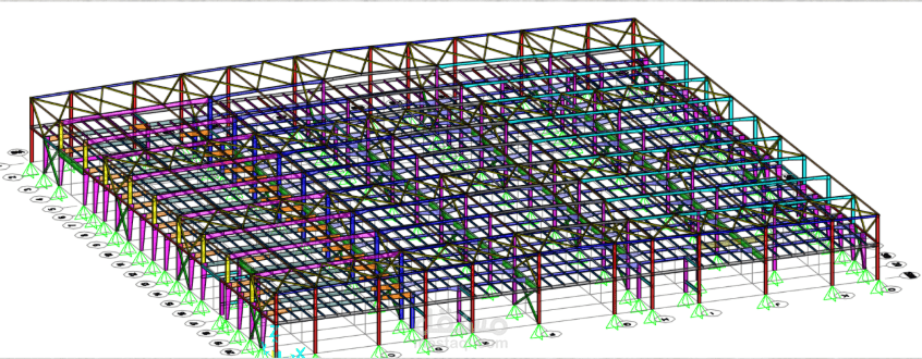 تصميم انشائى لمصنع معدنى على مساحة 6400 متر مربع