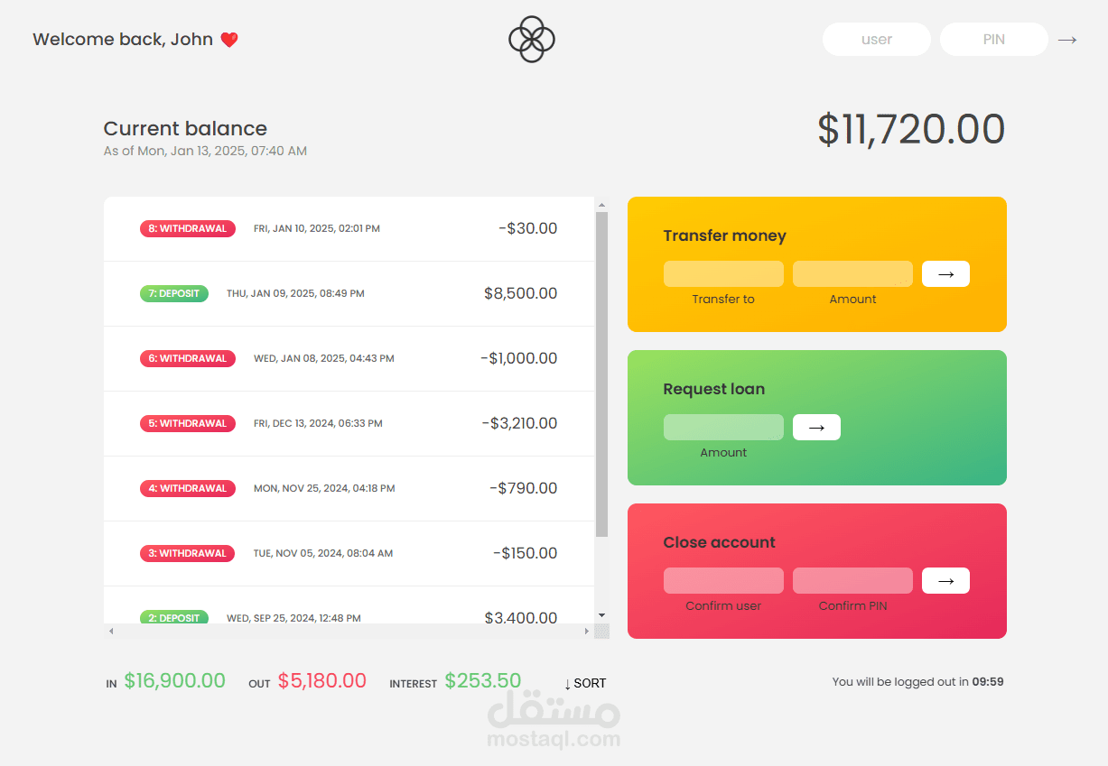 Bank Management Dashboard