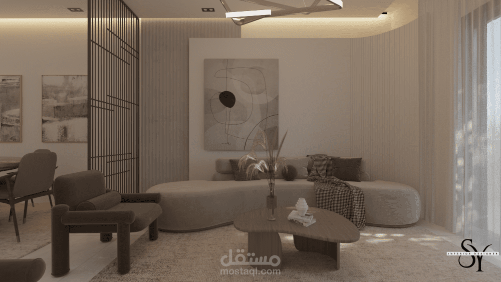 تصميم ريسبشن و غرفه معيشه