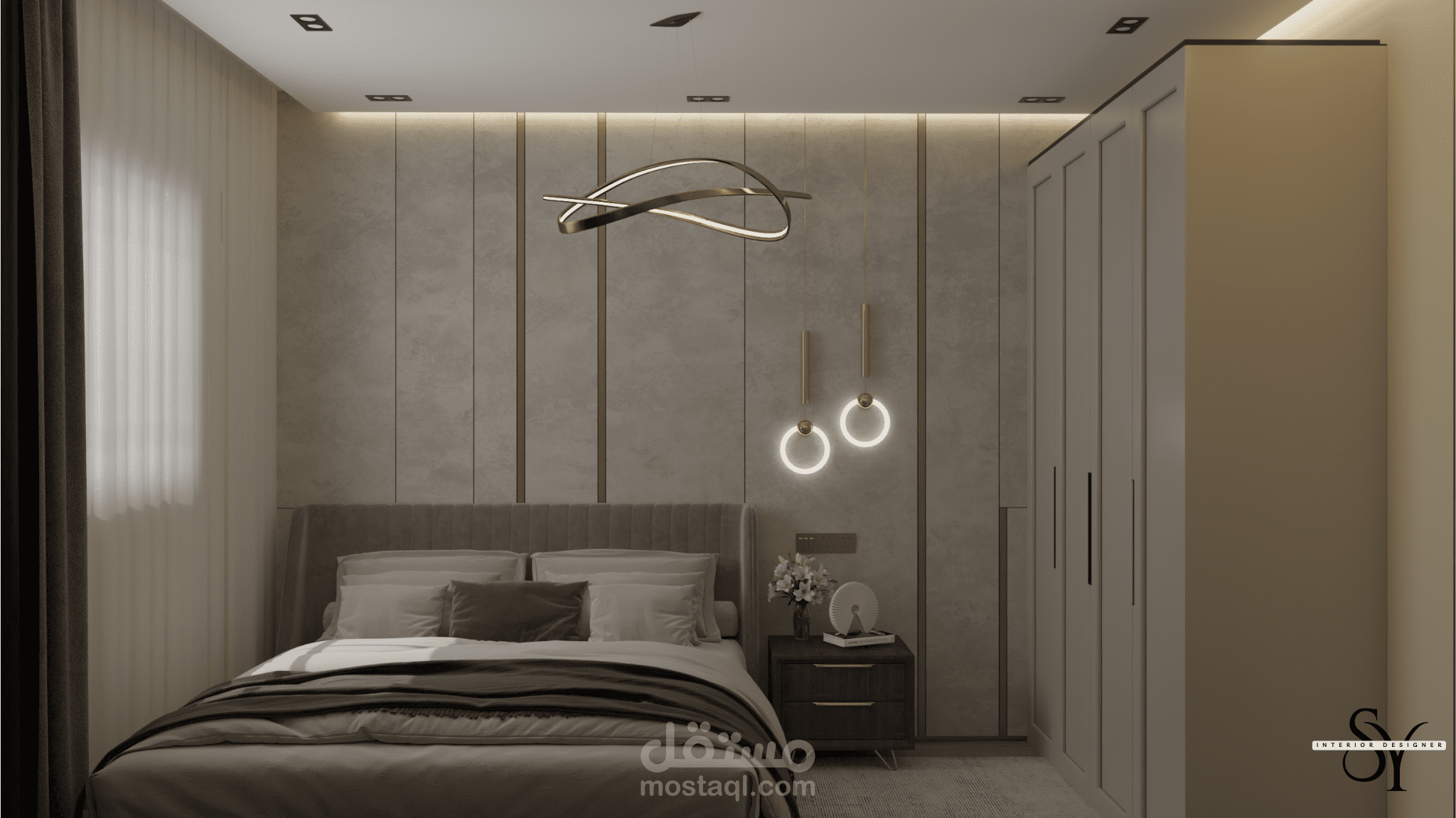 حمام و غرفه نوم رئيسيه بمساحات محدوده