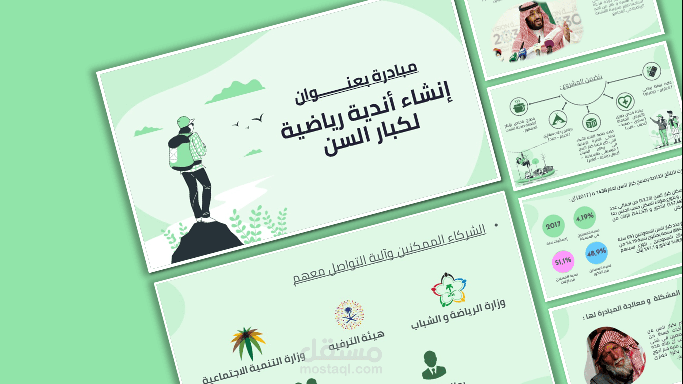 عرض تقديمي إحترافي  PowerPoint " إنشاء أندية رياضية لكبار السن "