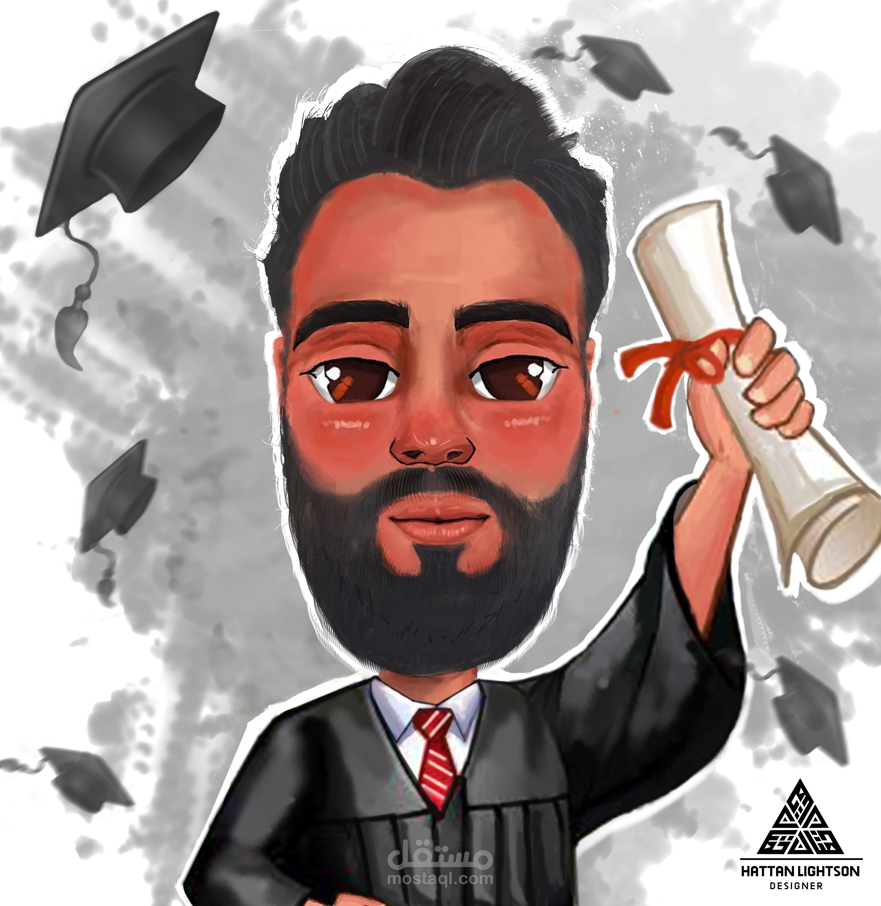 رسم كاريكاتور التخرج