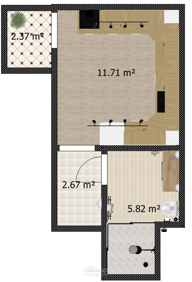 kitchen and bathroom