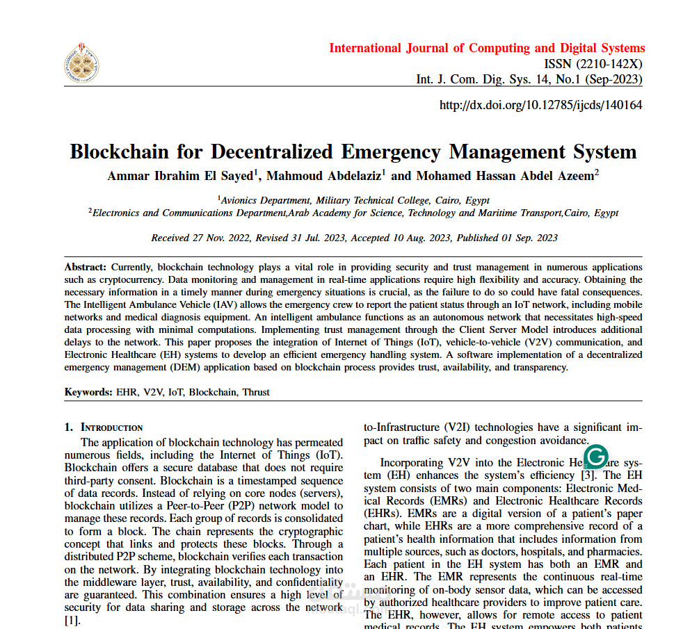 Blockchain for Decentralized Emergency Management System