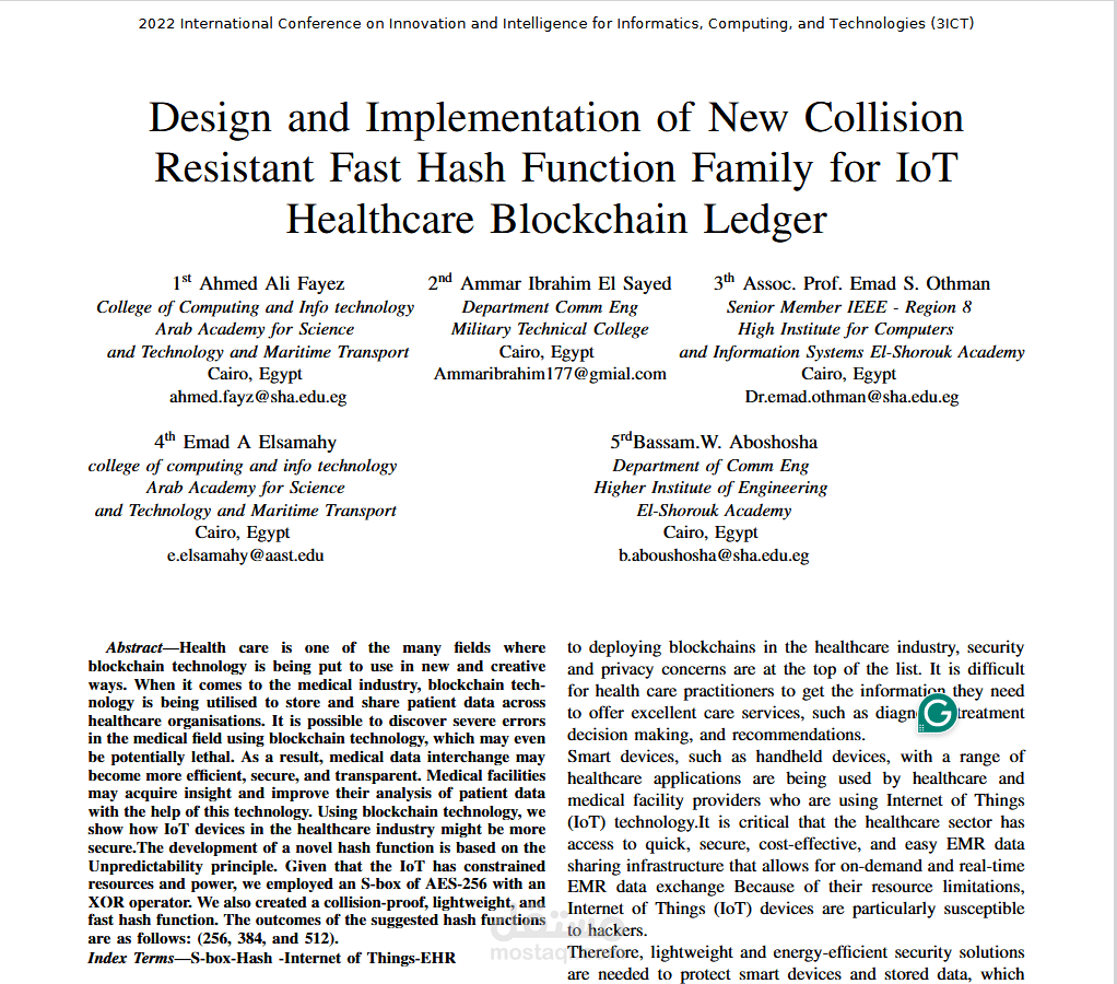 Design and Implementation of New Collision Resistant Fast Hash Function Family for IoT Healthcare Blockchain Ledger