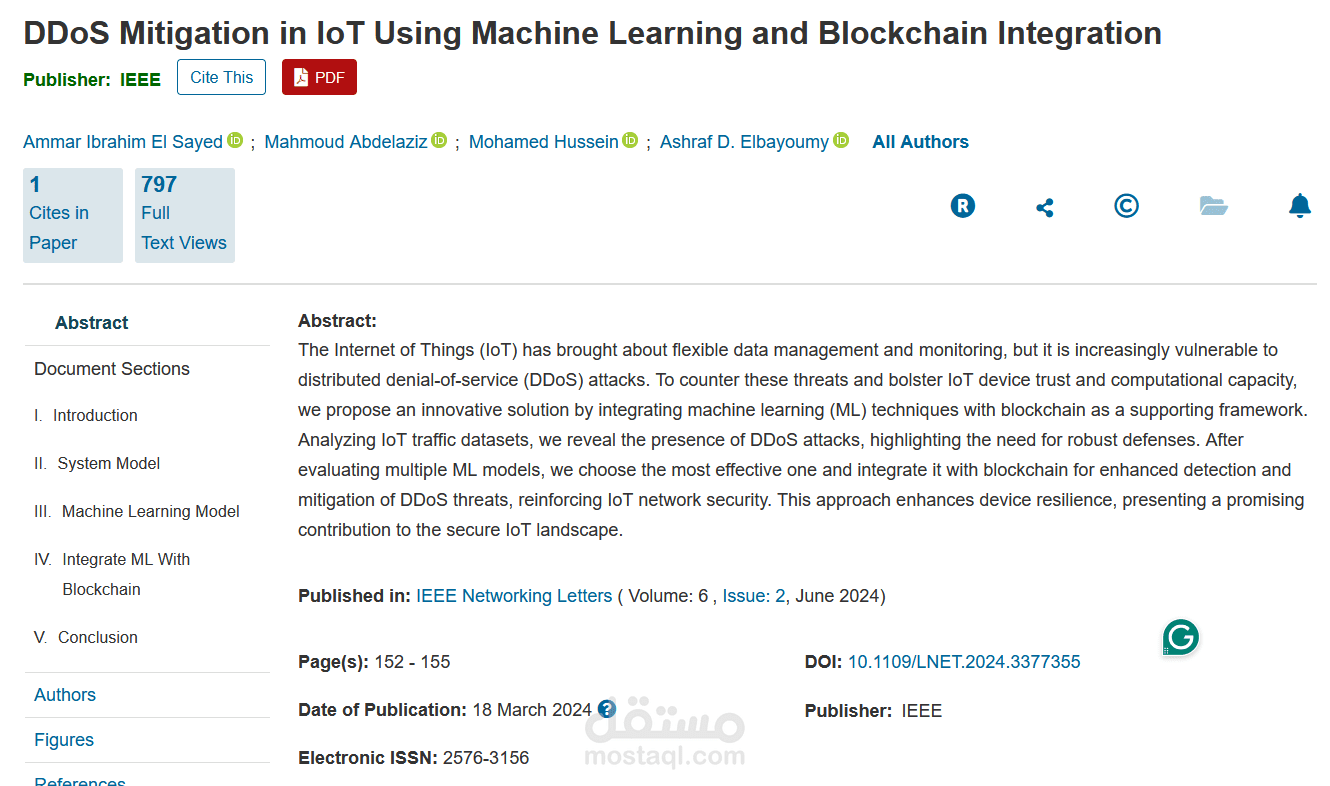 DDoS Mitigation in IoT Using Machine Learning and Blockchain Integration