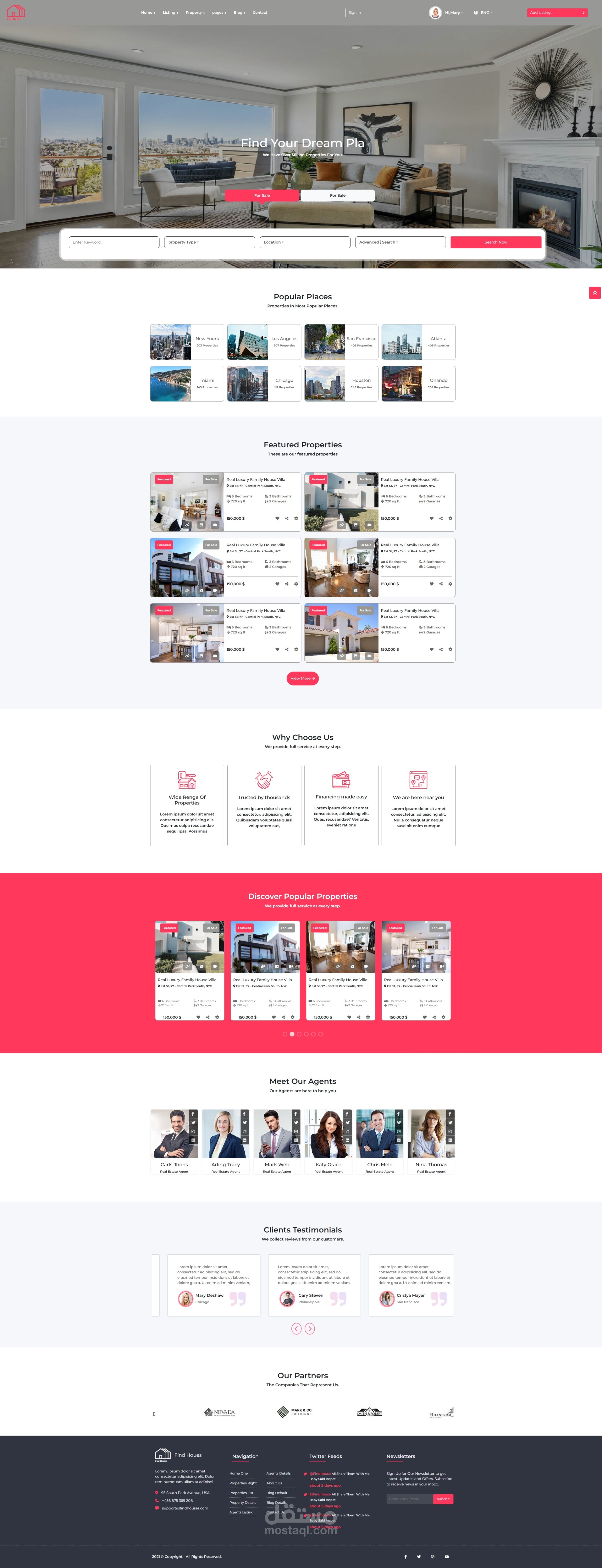 منصة عقارية لعرض وبيع وتأجير العقارات – Real Estate Platform