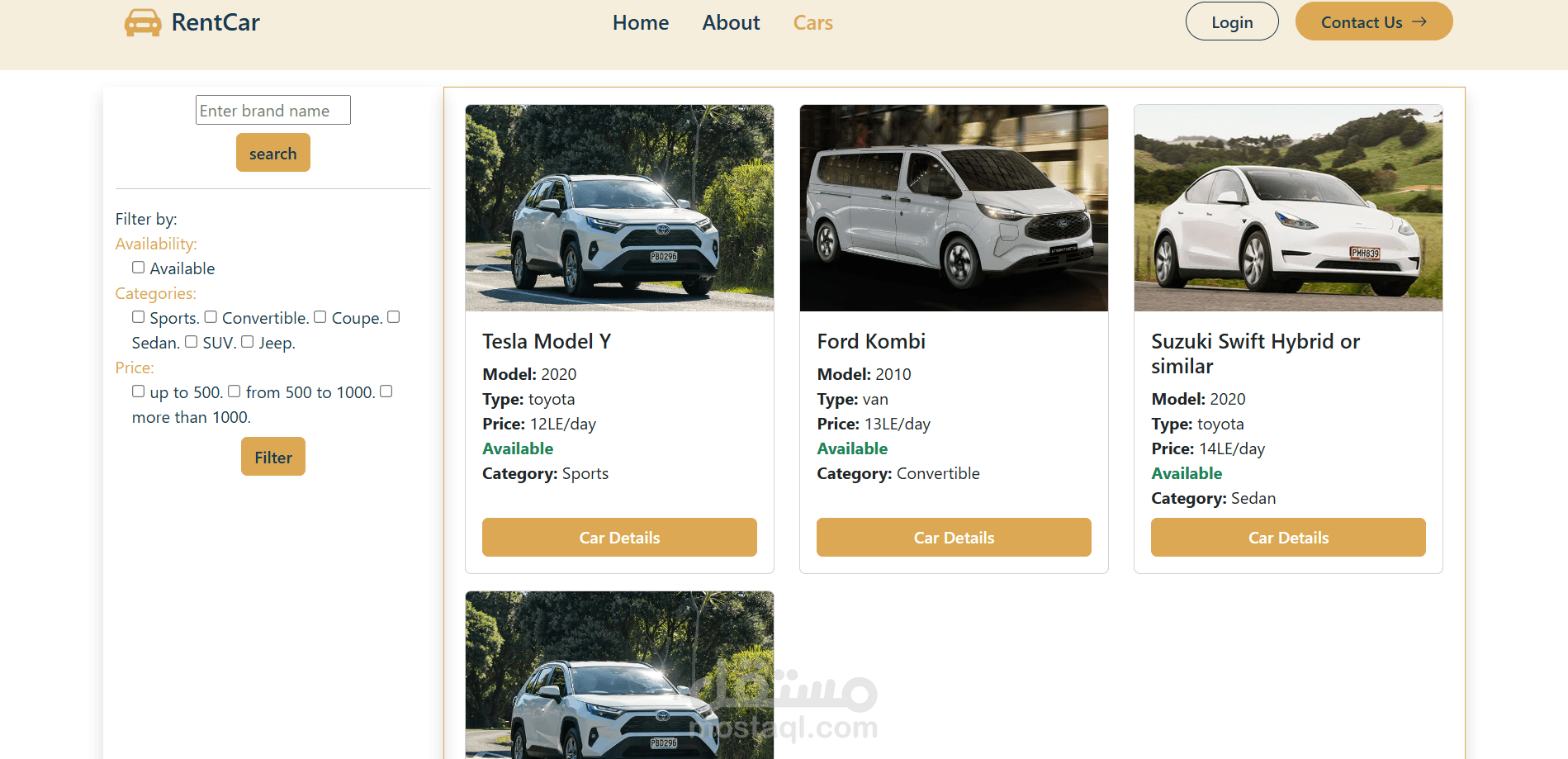 car rent web application