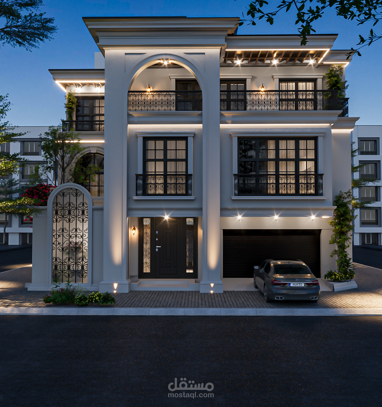 تصميم خطة واجهة الشقة الثلاثية