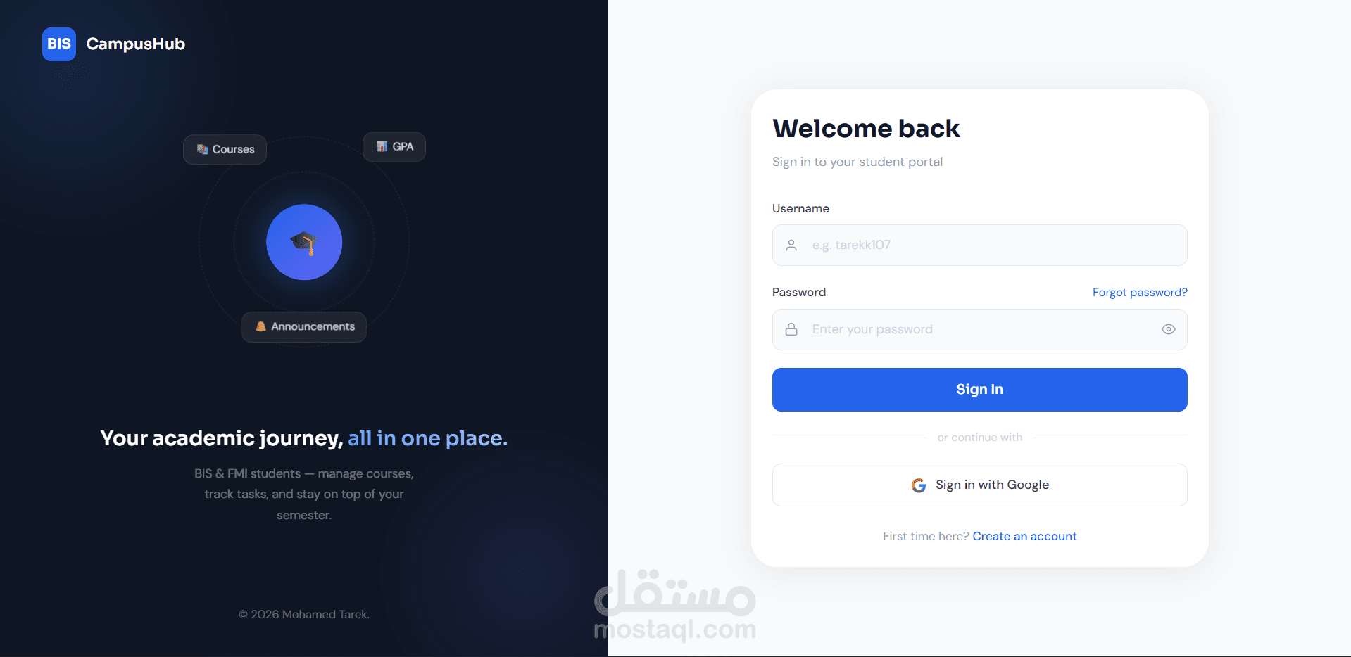 CampusHub — نظام إدارة تعليمي للكليه