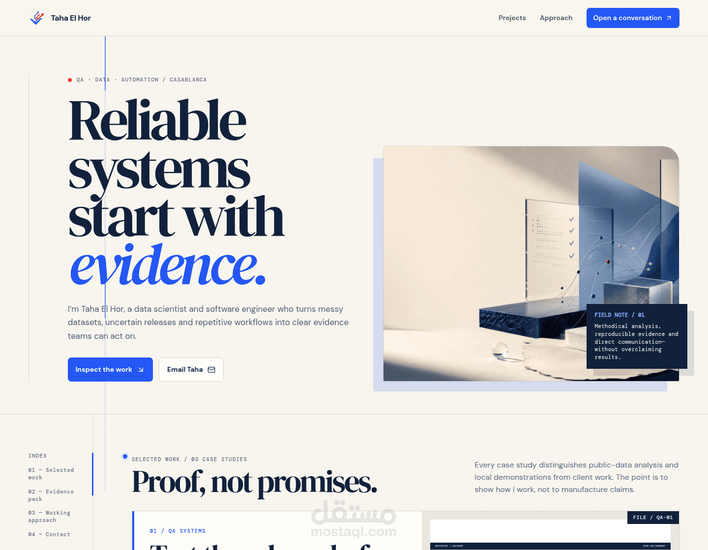 Evidence-Led Modern Portfolio Website — React and Responsive UI