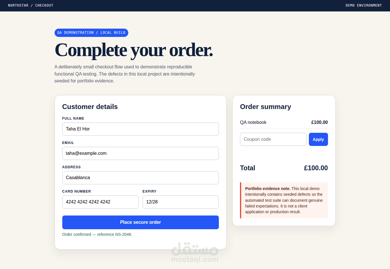 E-commerce Checkout QA Automation and Defect Report