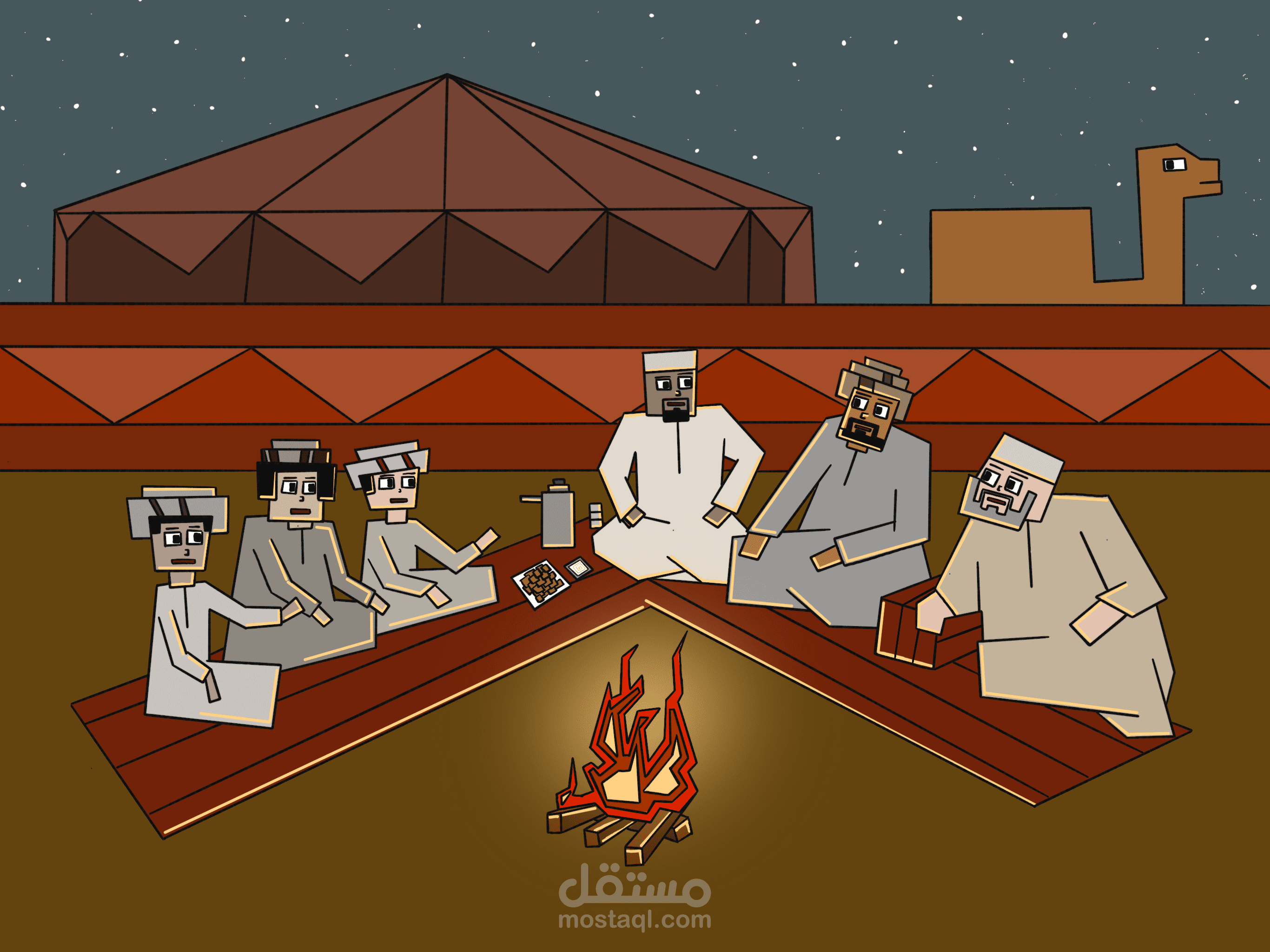 رسم مشهد من كتاب أطفال – من تراث الإمارات