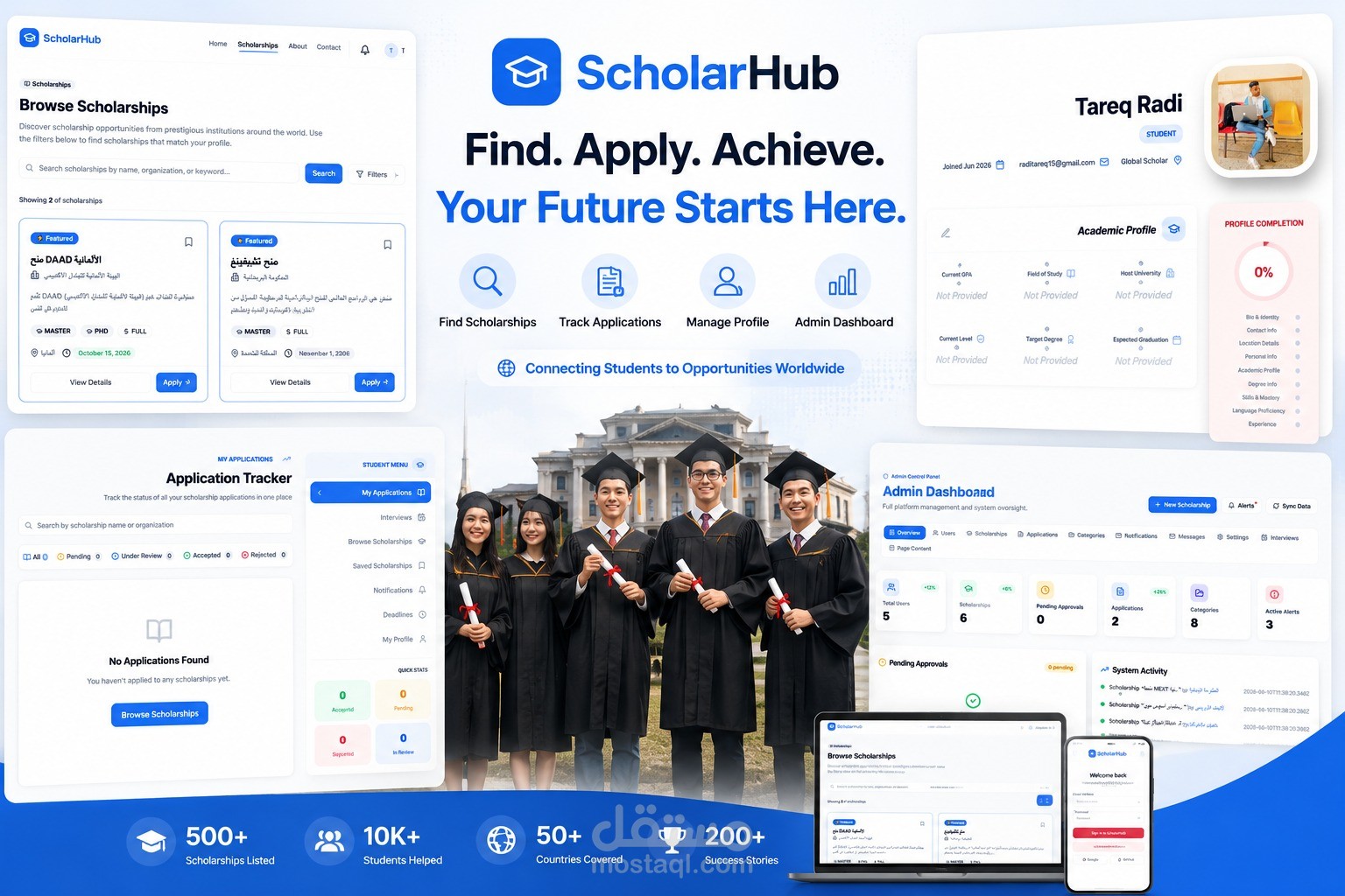 منصة ربط الطلاب والأساتذة لإدارة المنح الدراسية - ScholarHub