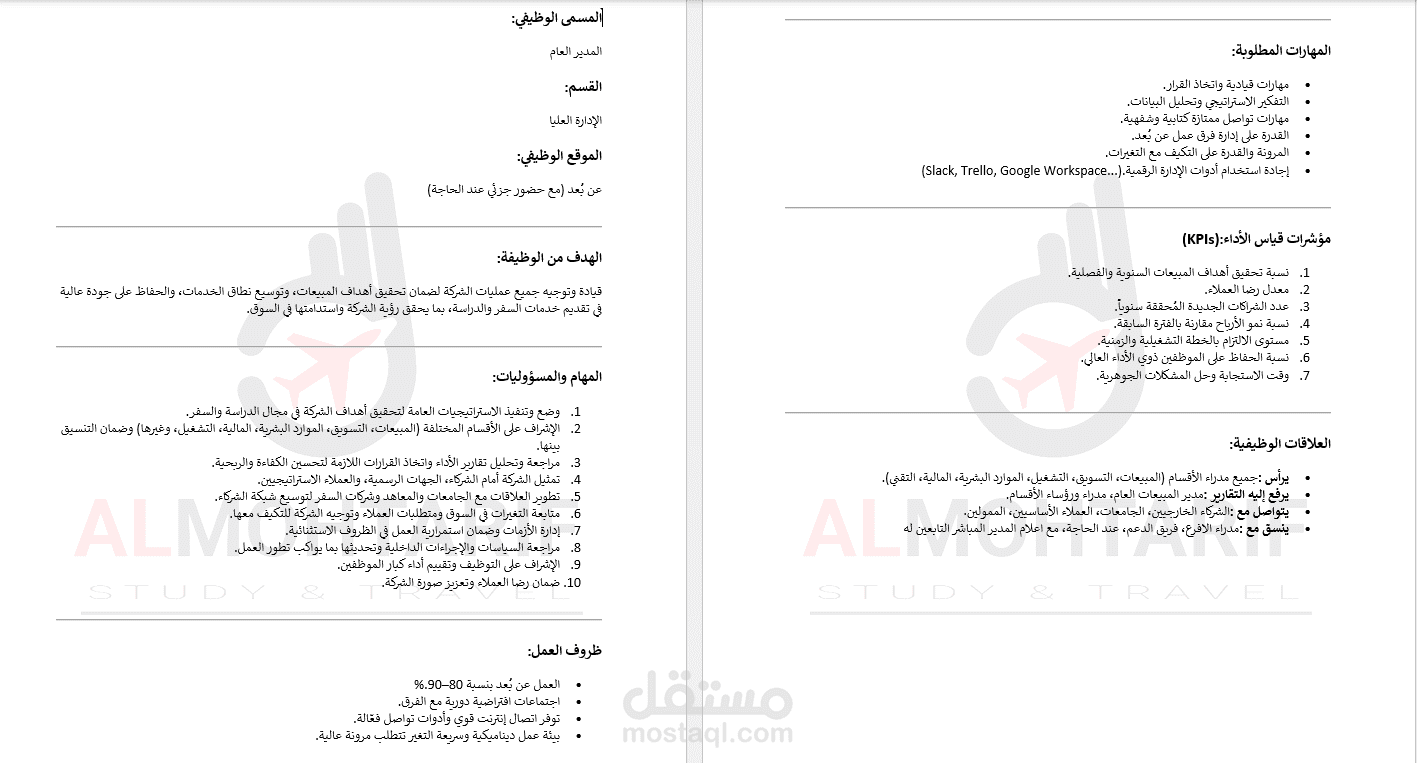 اعداد بطاقات الوصف الوظيفي