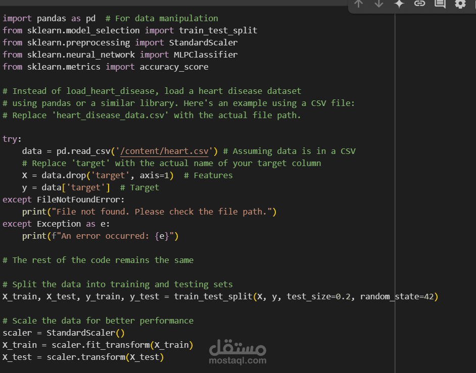 NN for heart dataset