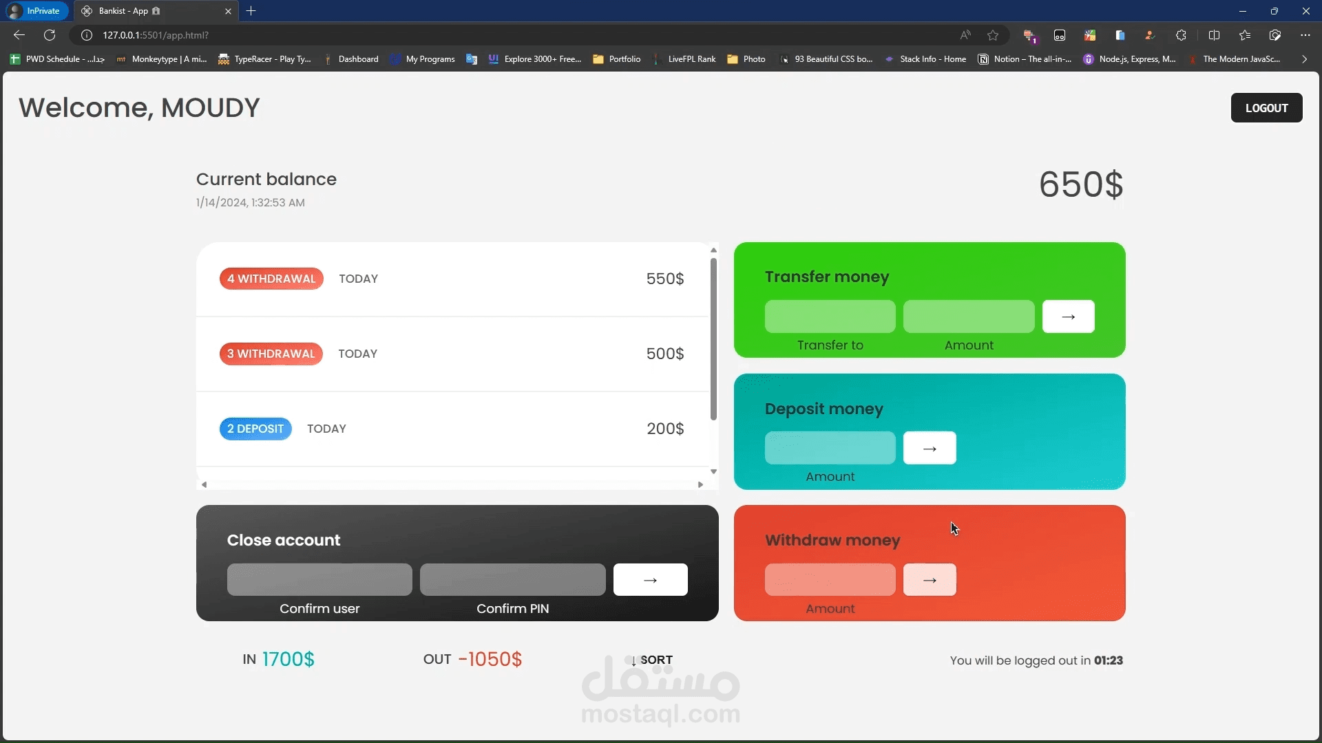 Online Banking website