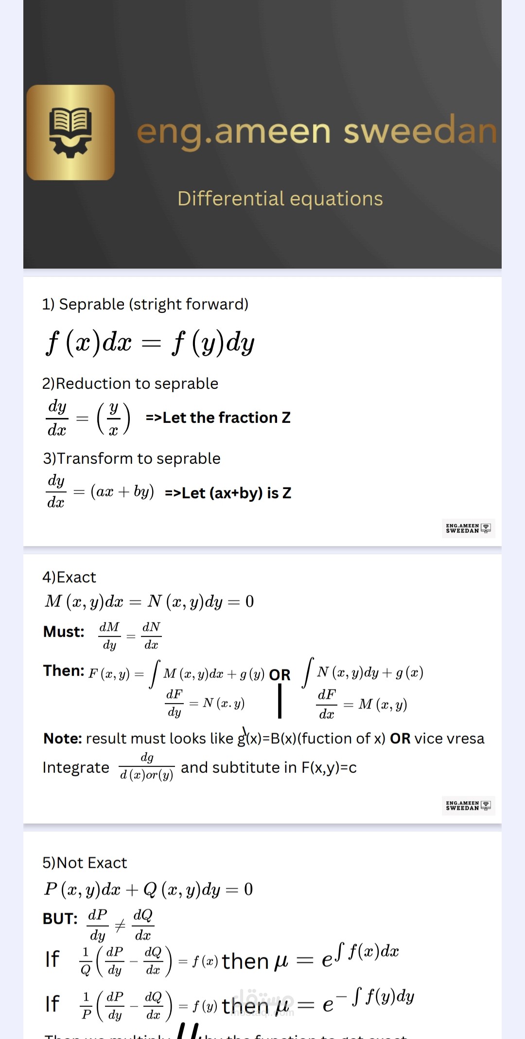 Differential equations summary