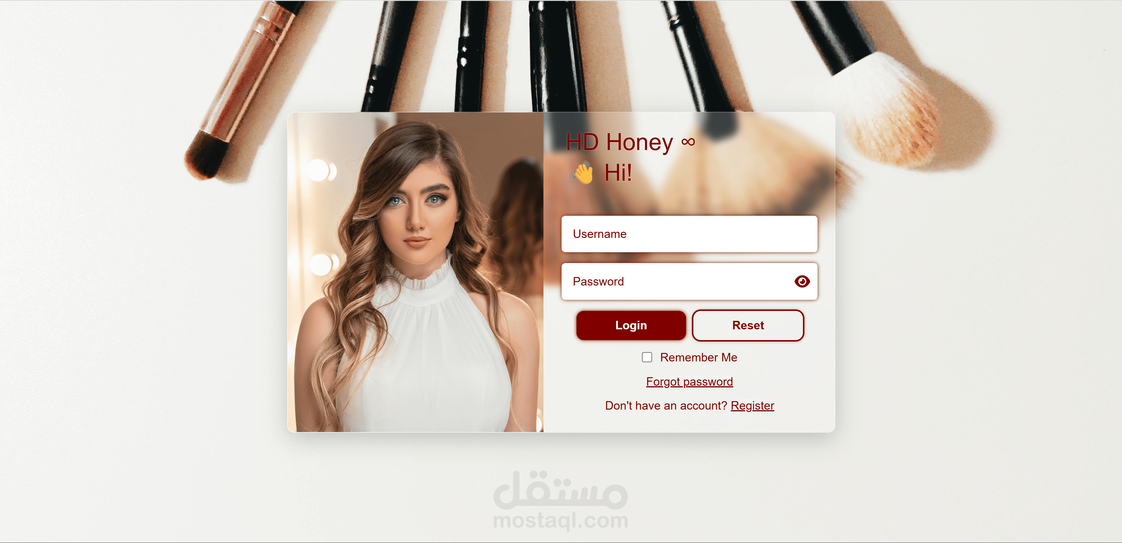 Login page for a makeup sales website