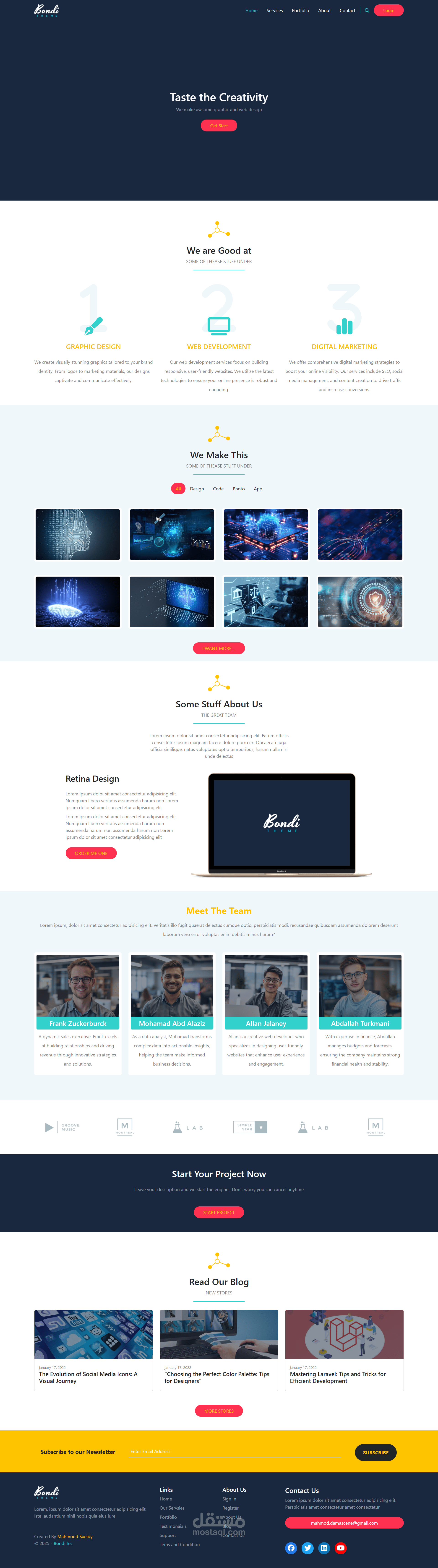 موقع تعريفي باستخدام Bootstrap بتصميم متجاوب