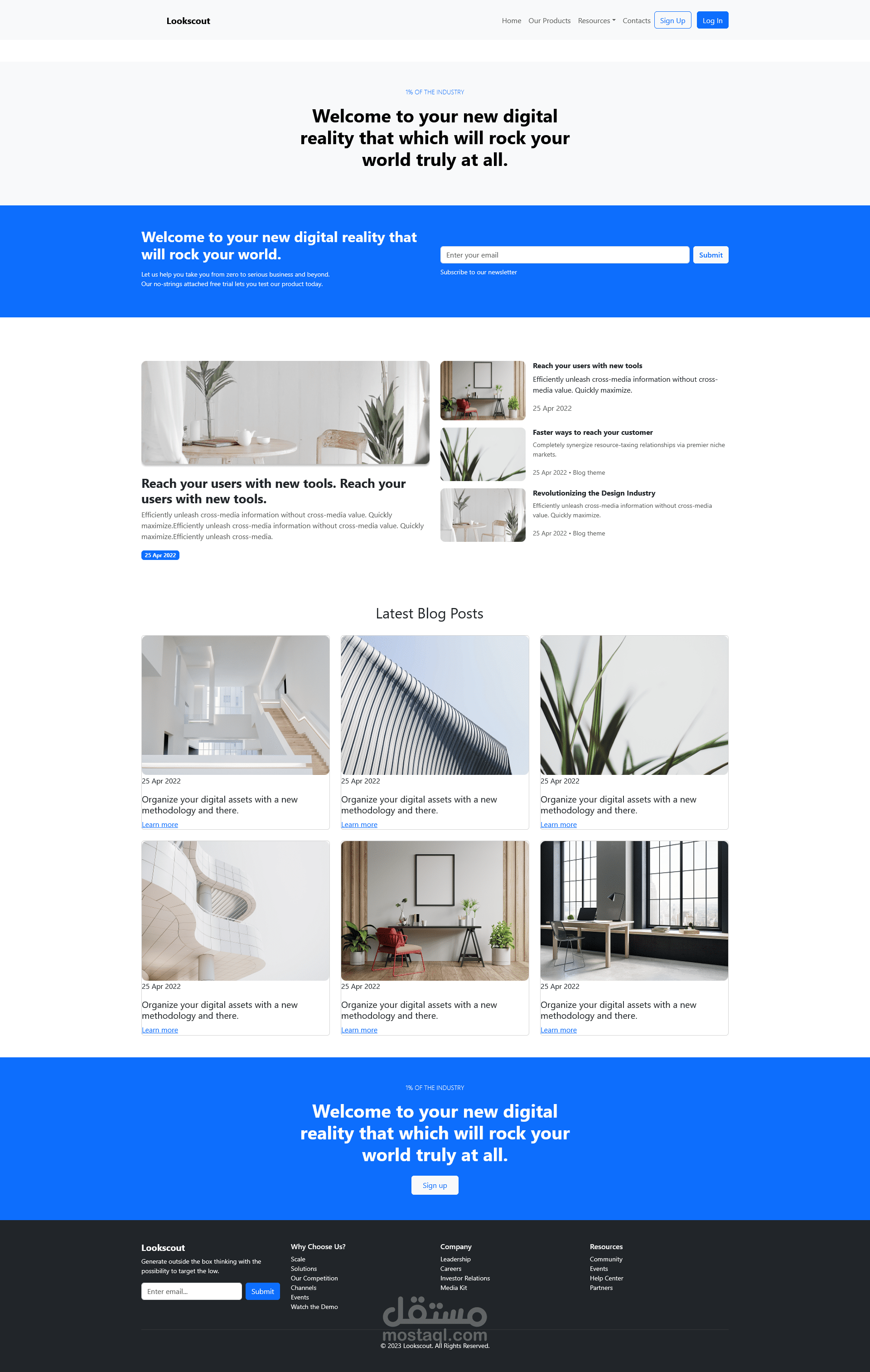 صفحة هبوط باستخدام بوتستراب