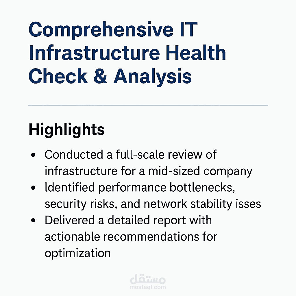 Comprehensive IT Infrastructure Health Check & Analysis