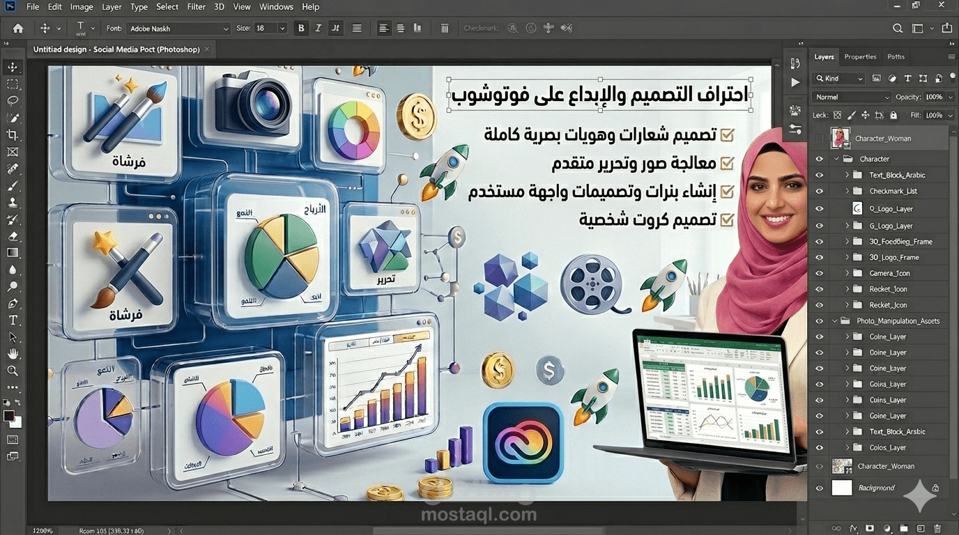 تصميم على برنامج Photoshop بشكل احترافي