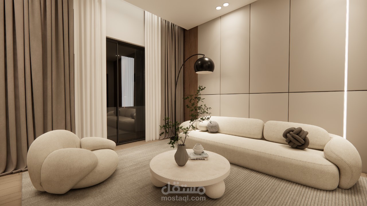 تصميم غرفة معيشة وطعام