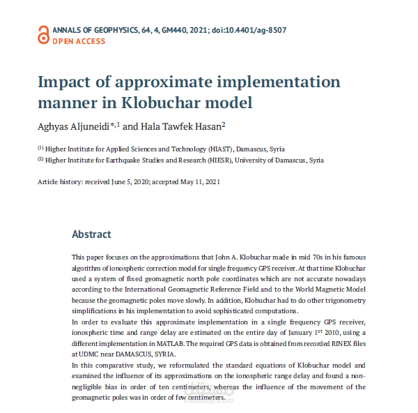 Impact of Approximate Implementation manner in Klobuchar Model