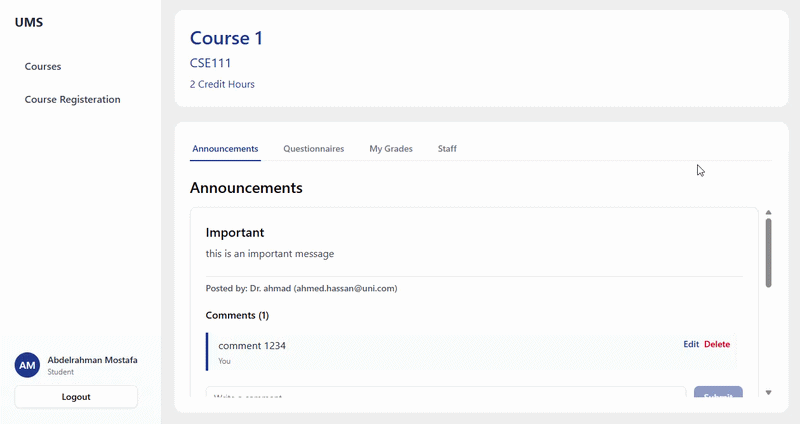 University management Website
