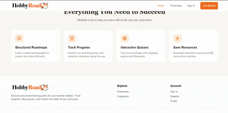 Hobby roadmap and resources finder