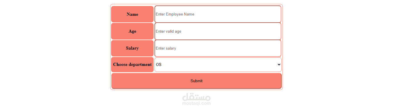 Employee data entry