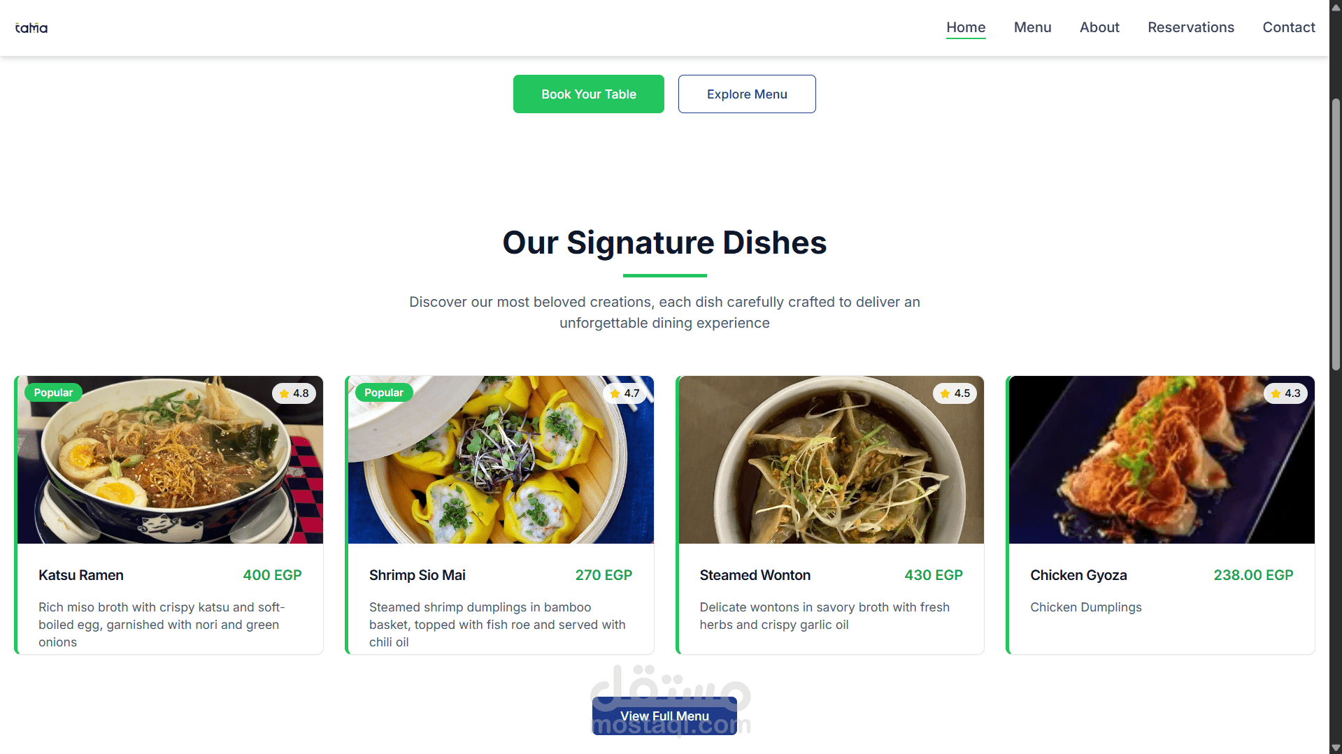 Tamafusion – Restaurant Platform