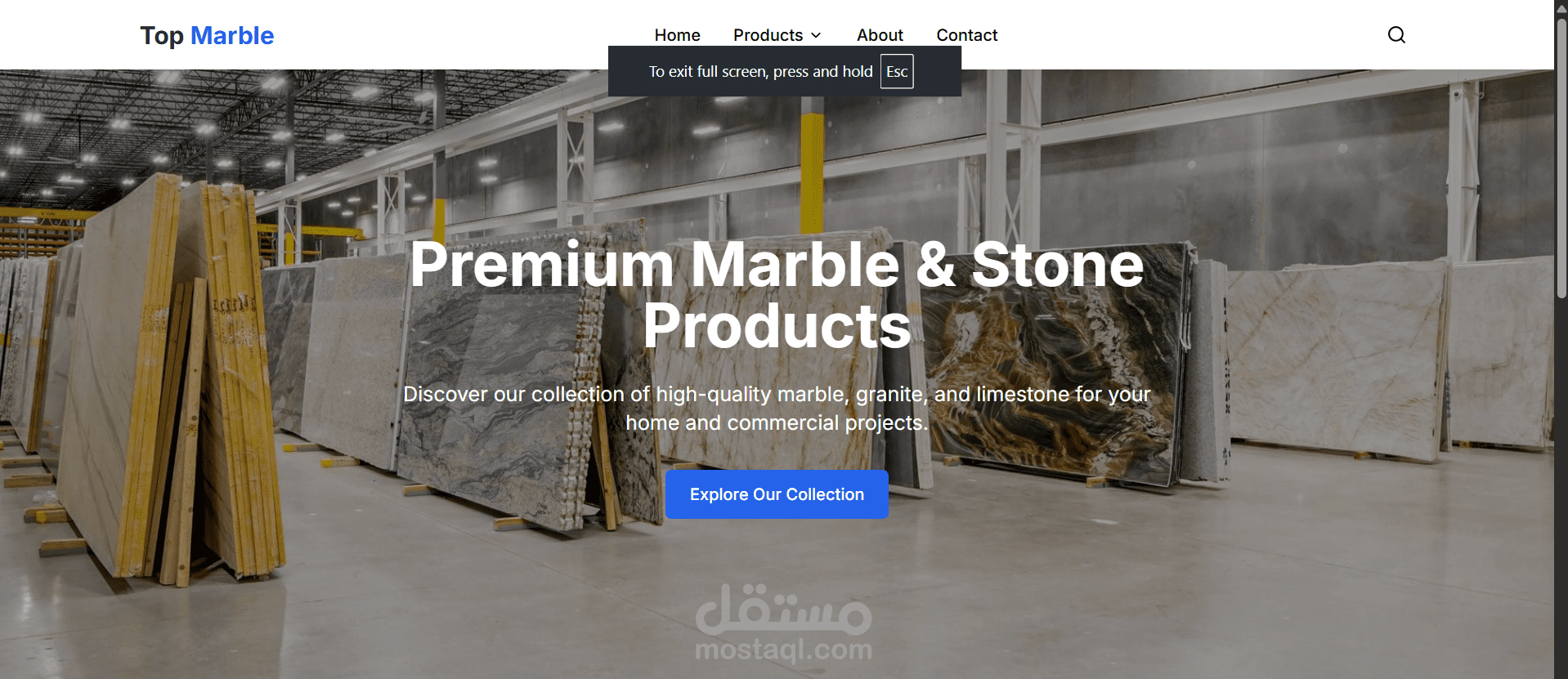 موقع شركة مع لوحة تحكم إدارية