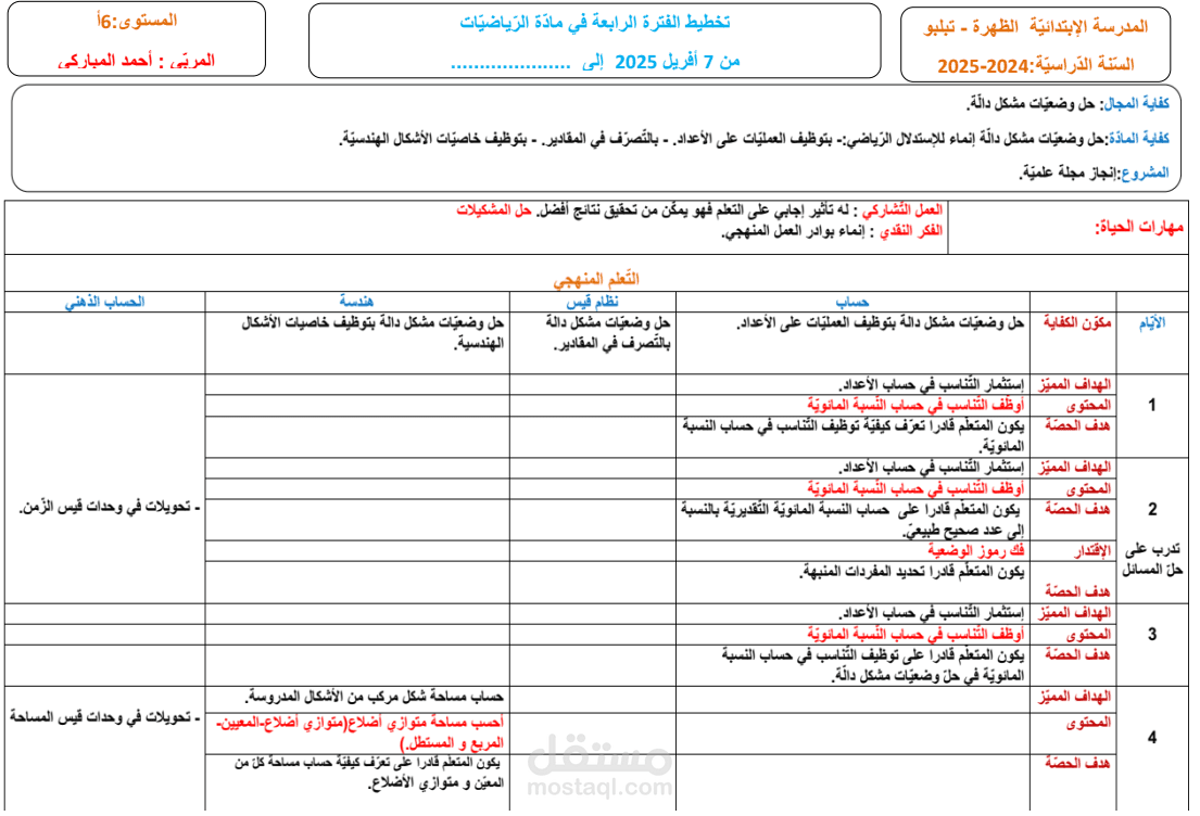 تخطيط وتوزيع للمناهج التعليمية