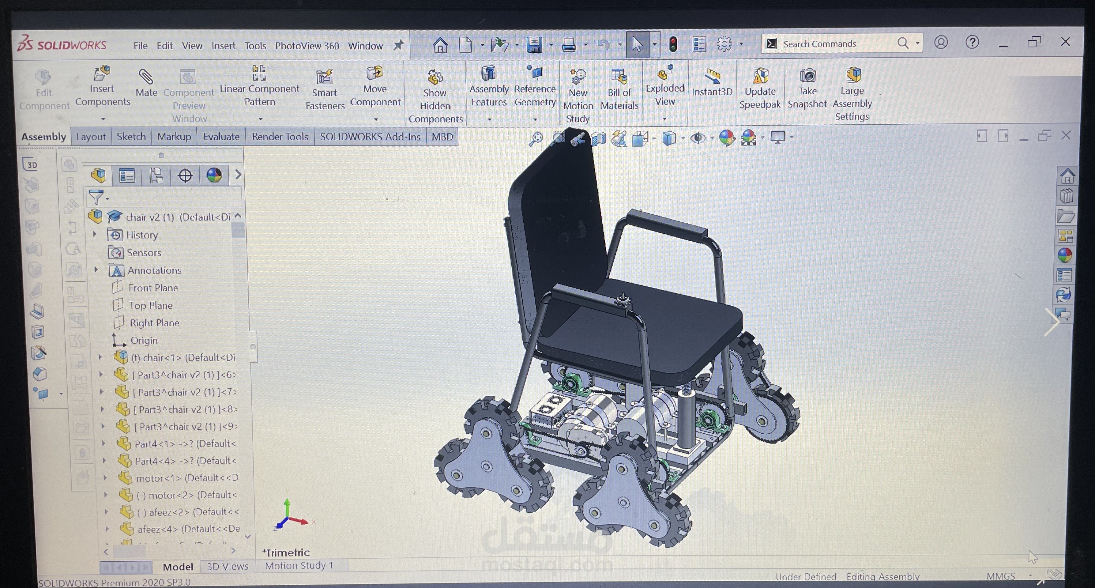 Stair climbing tri wheel chair