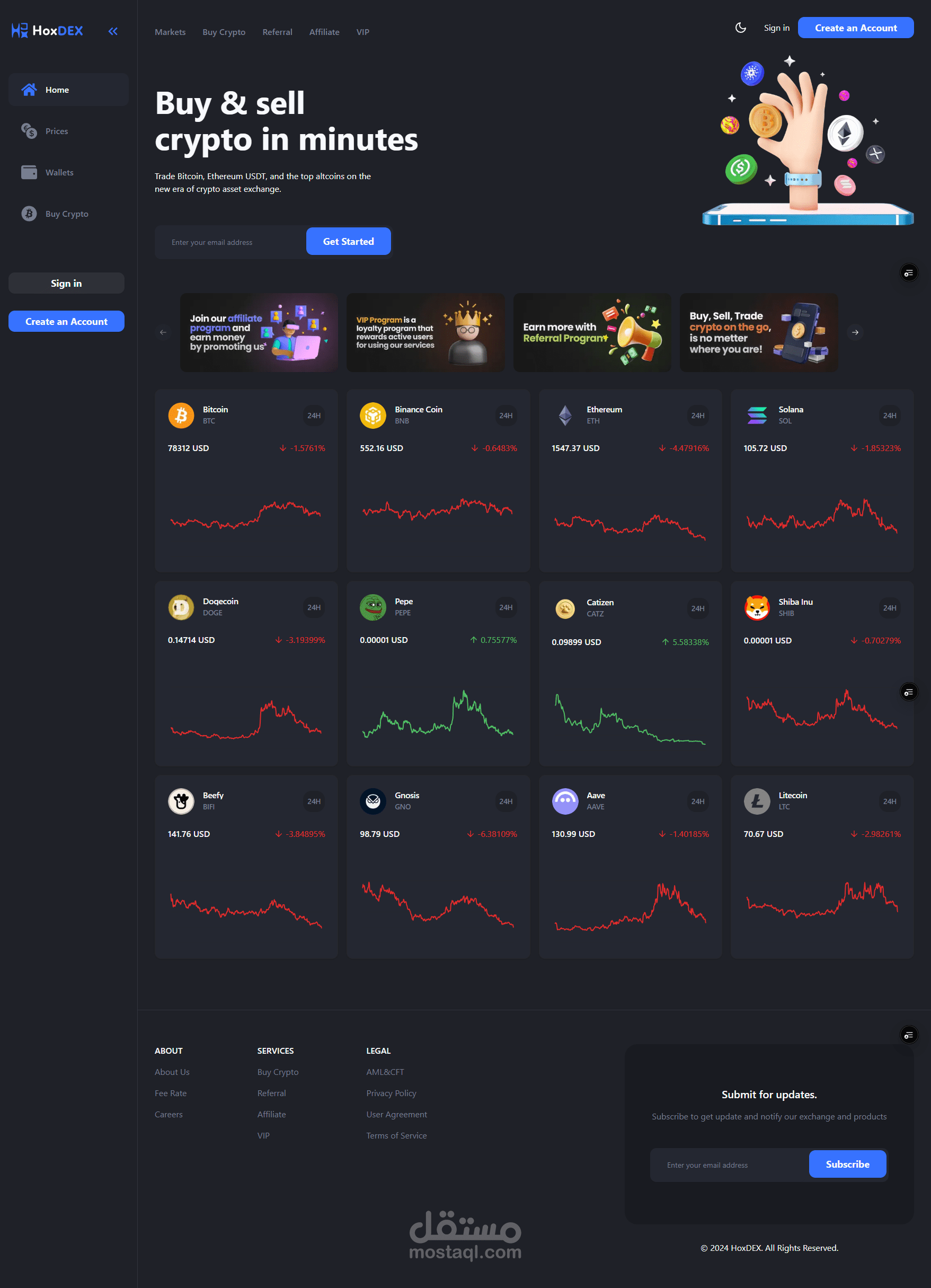مطور FullStack في موقع HoxDEX لتبادل العملات المشفرة