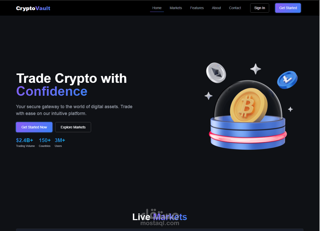 صفحة هبوط لموقع crypto