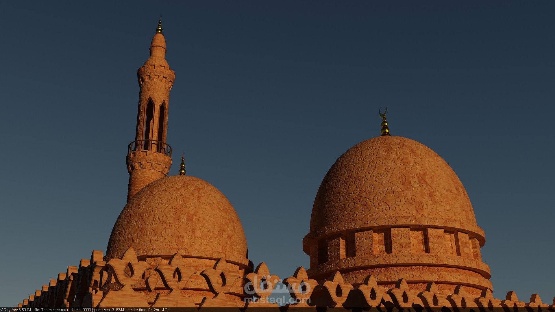 تصميم لمأذنة وقبة مسجد