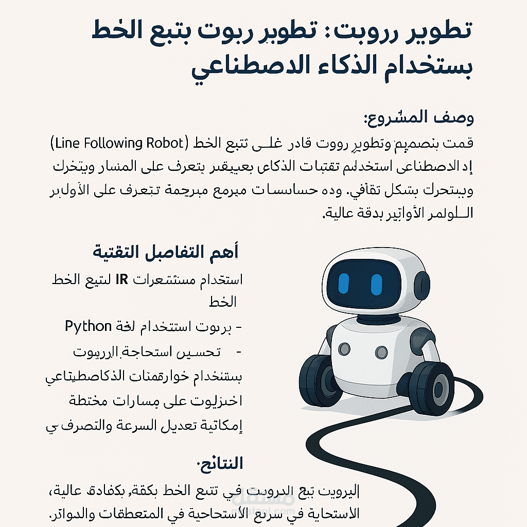 تطوير روبوت يتتبع الخط باستخدام الذكاء الاصطناعي