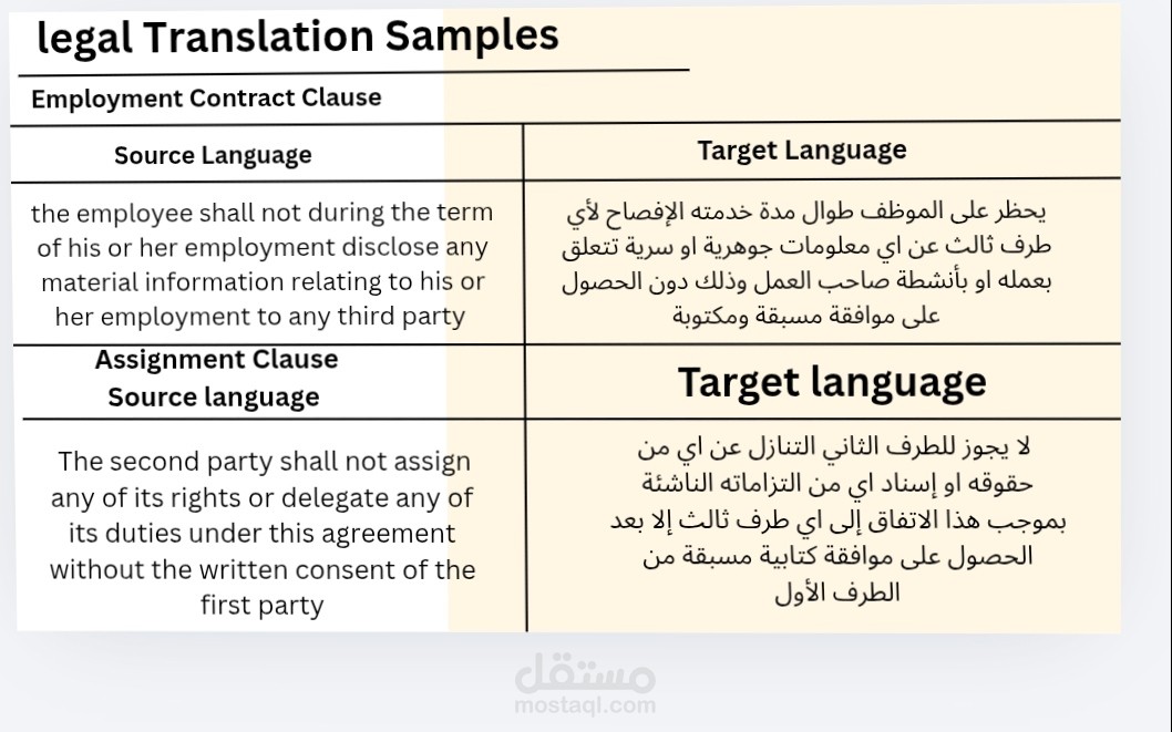 ترجمة عقد توظيف