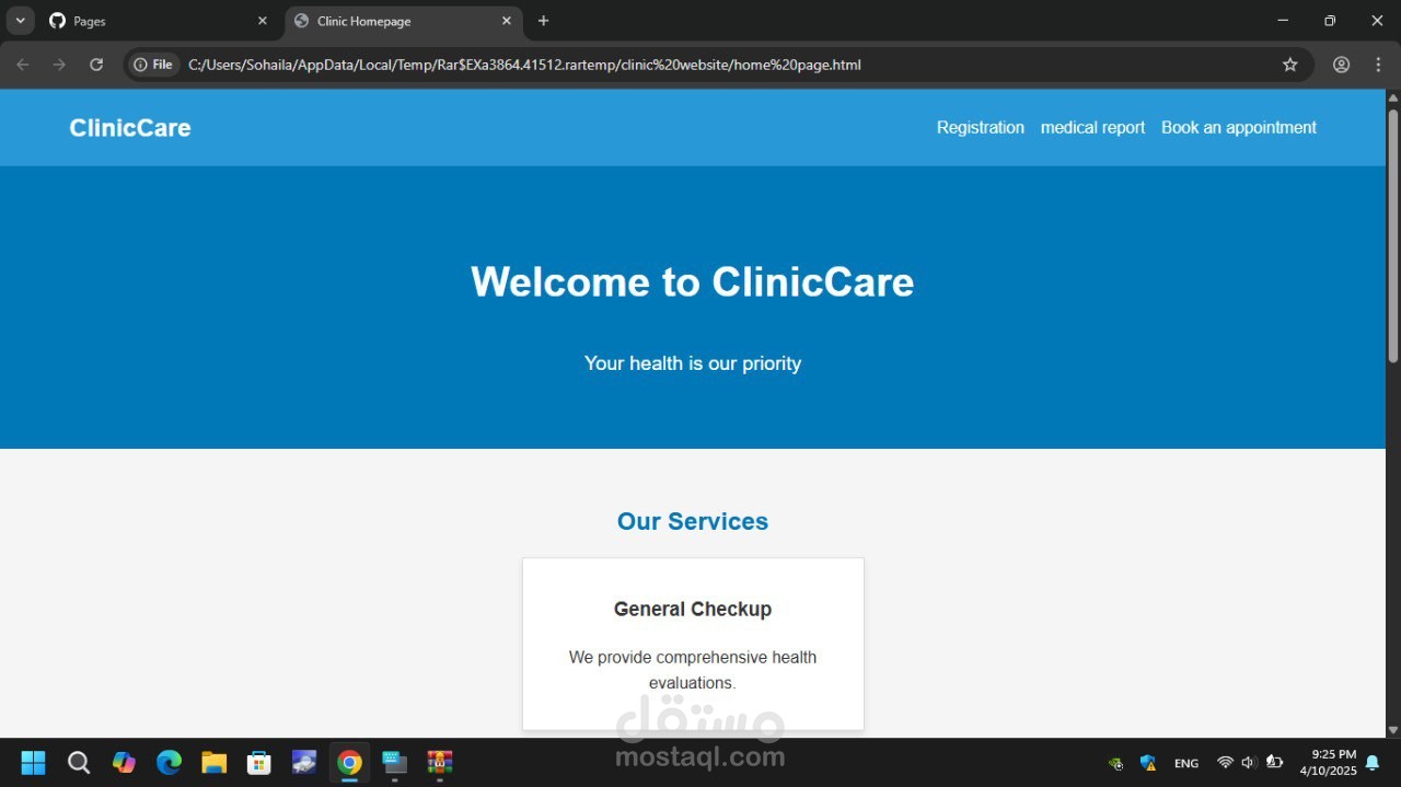 https://sohila104.github.io/clinic-website/