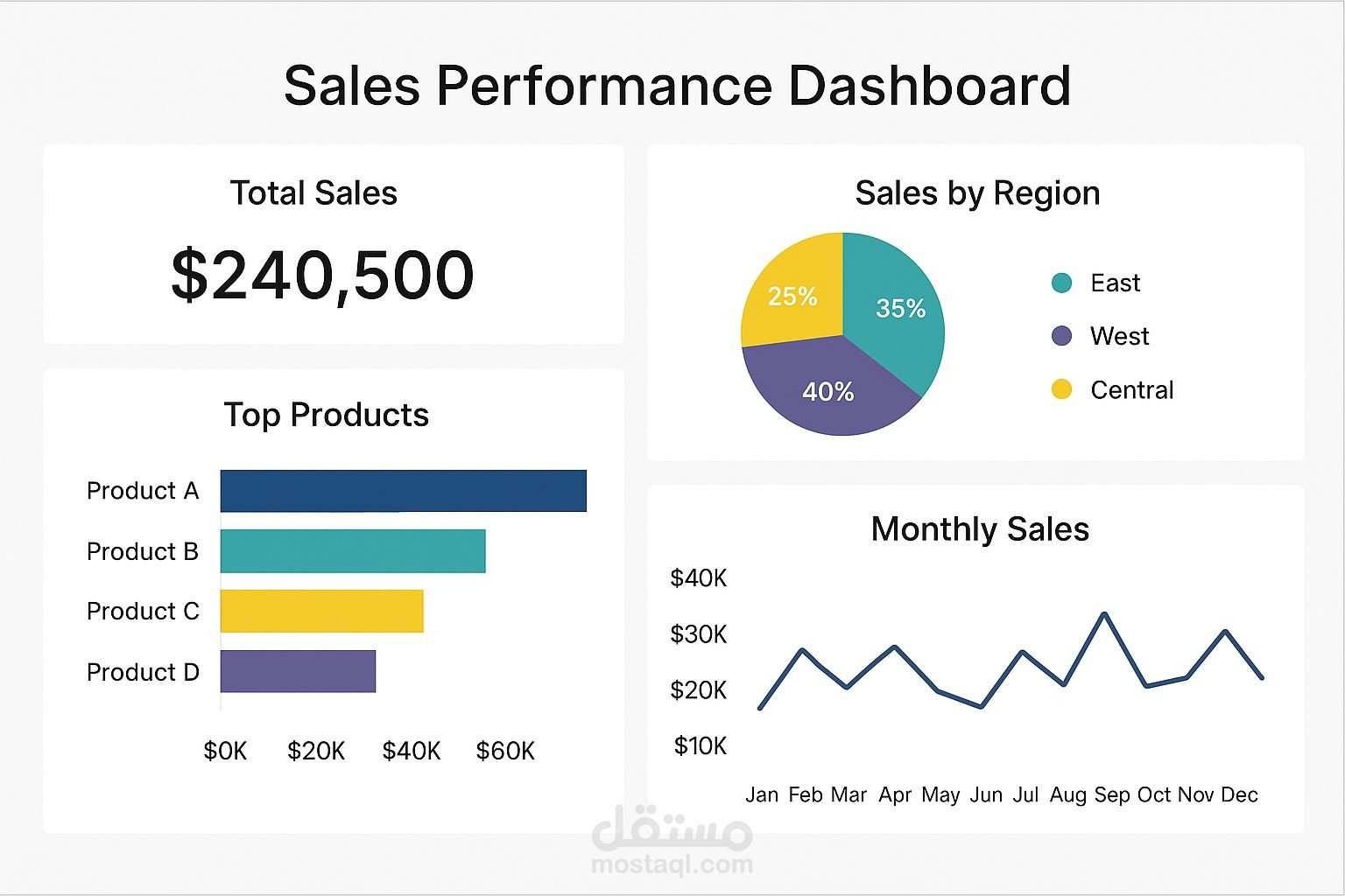 لوحة متابعة أداء المبيعات — Power BI