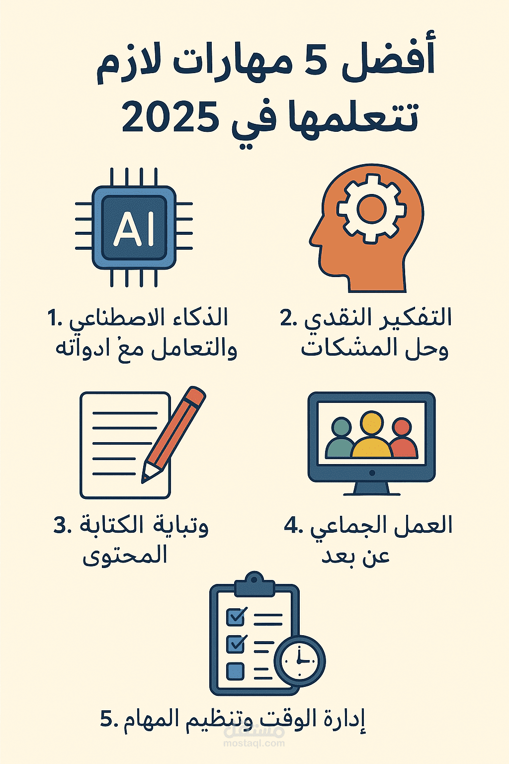 أفضل 5 مهارات لازم تتعلمها في 2025
