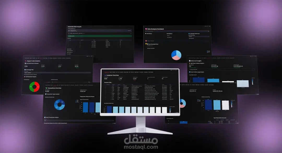 لوحة تحكم مصرفية ذكية مع شات بوت وتحليل احتيال