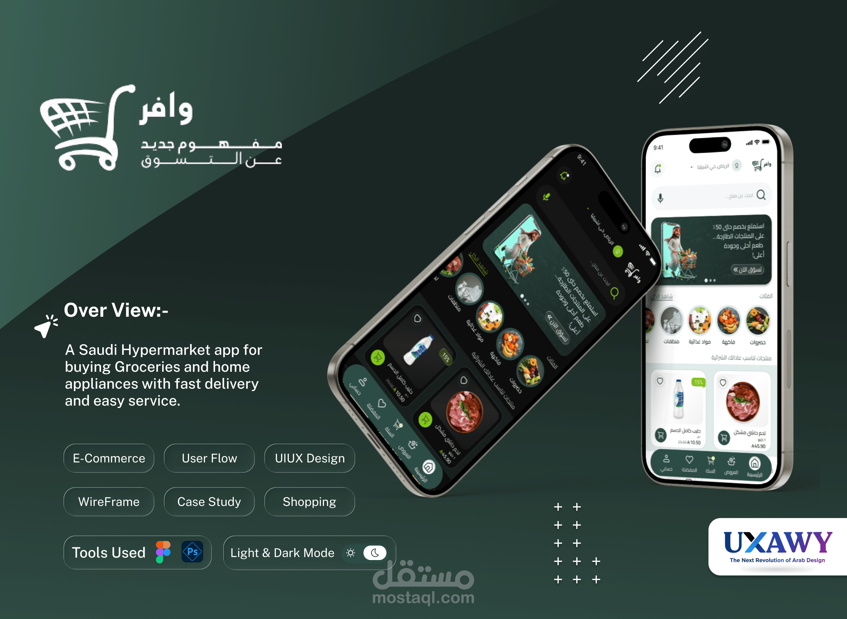 تصميم واجهات وتجربة مستخدم لتطبيق هايبر ماركت ذكي - السوق السعودي