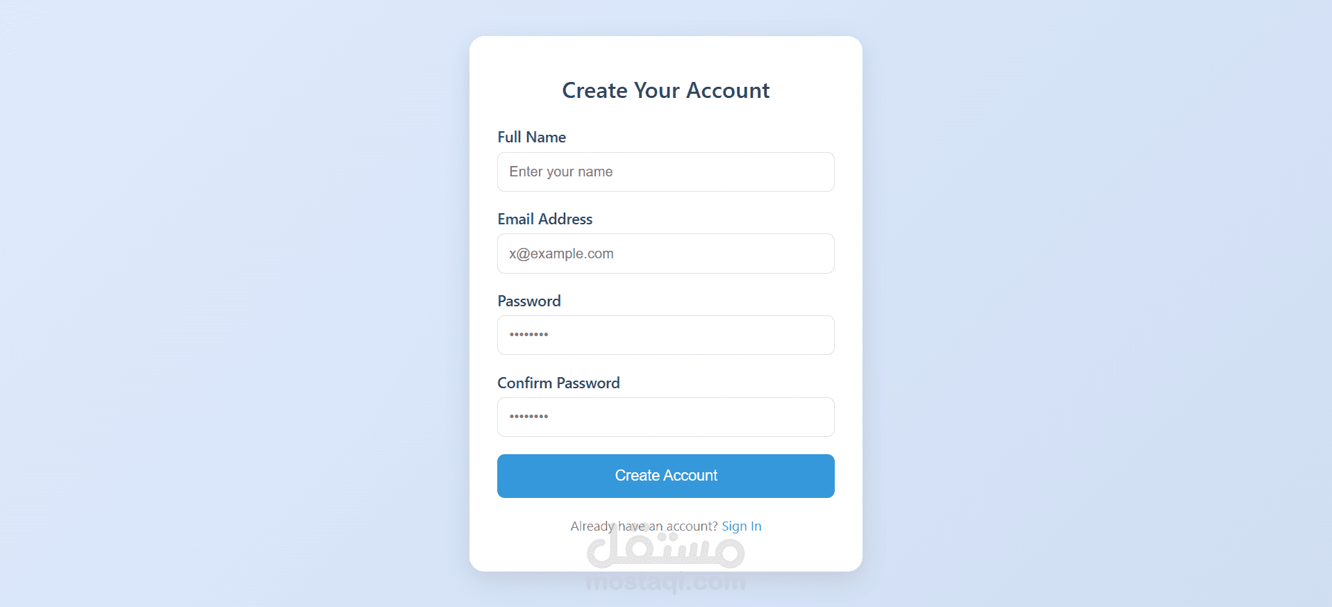 Create Account Page باستخدام HTML & CSS