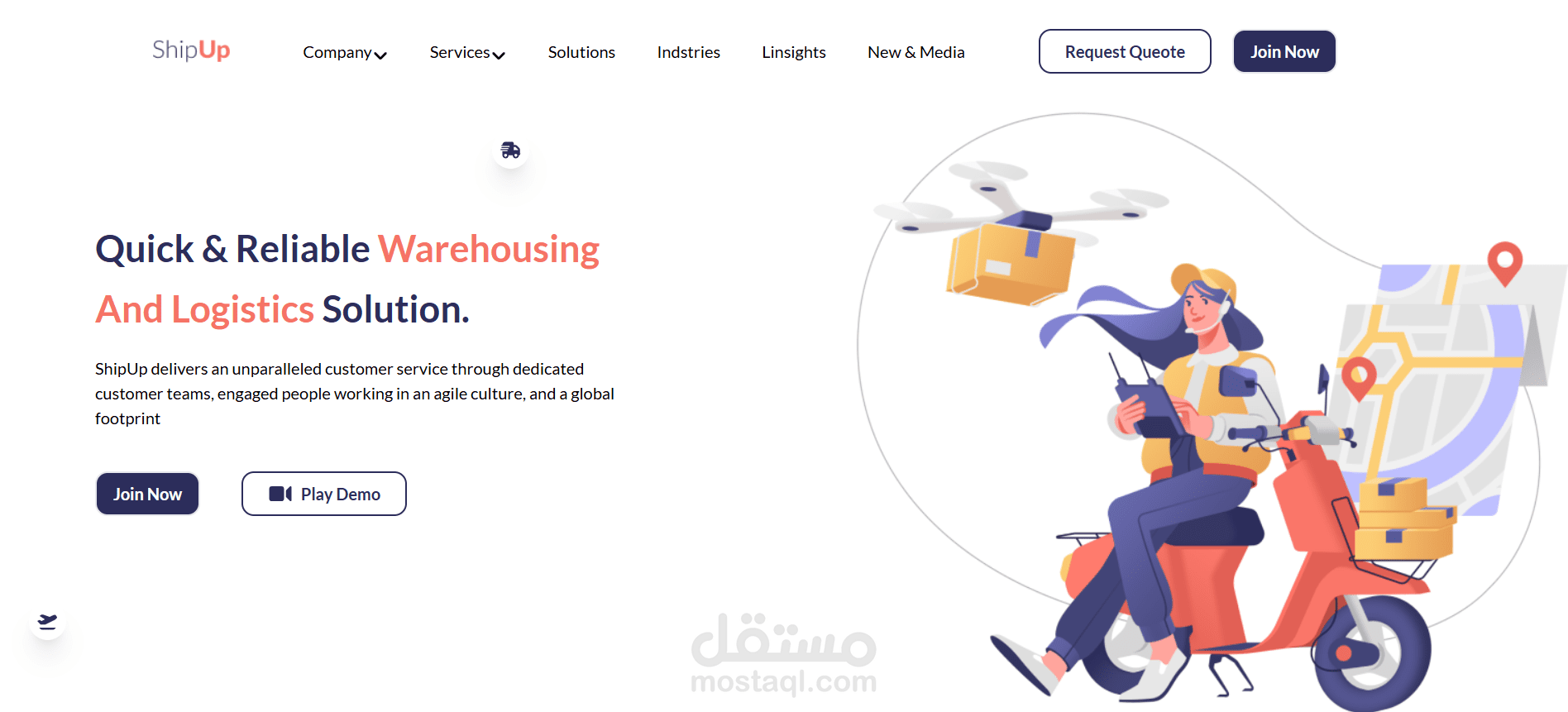 موقع ويب لتقديم خدمة توصيل الأشياء بسهولة واحترافية