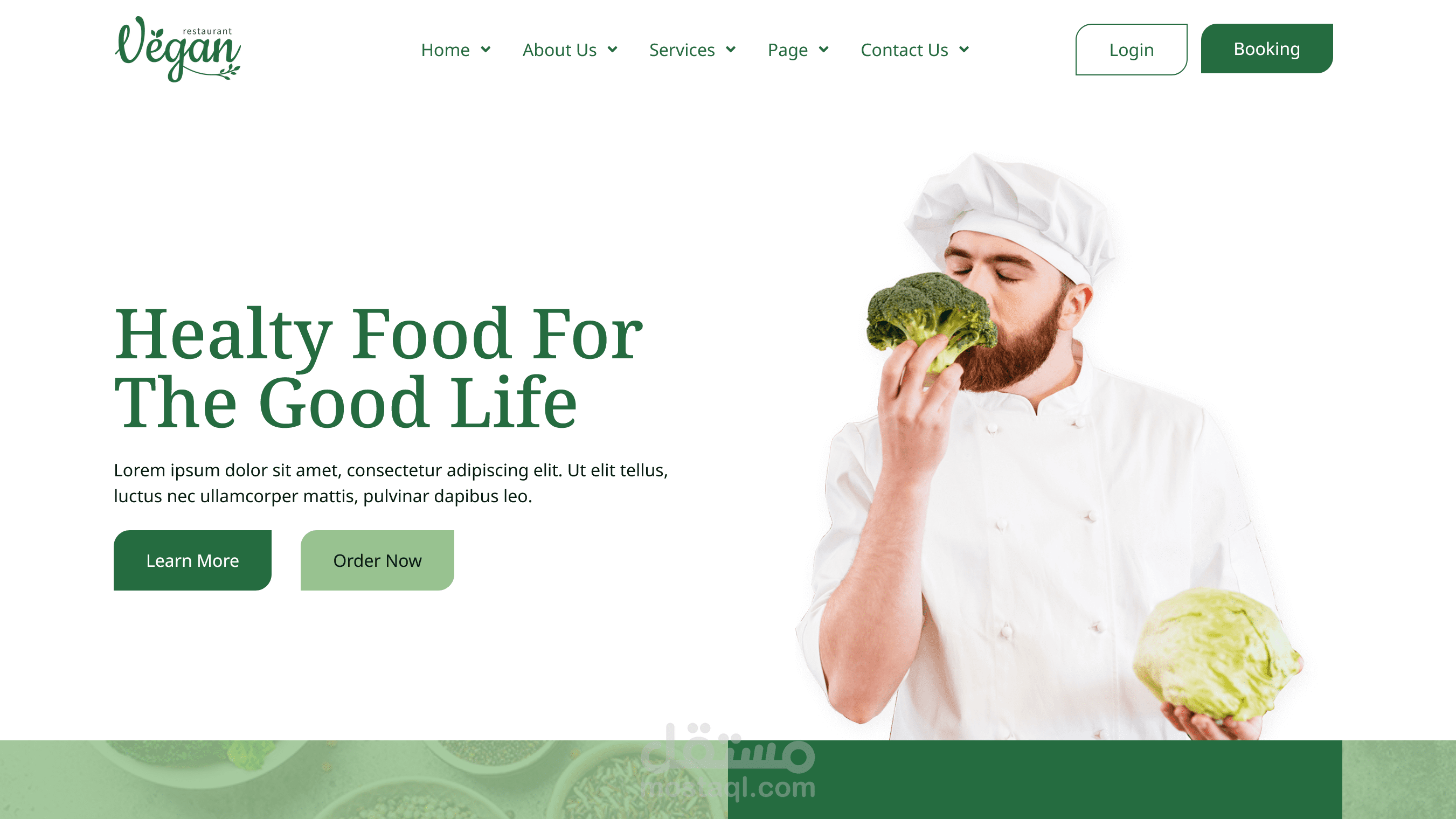 موقع مطعم نباتي – Vegan Restaurant Website