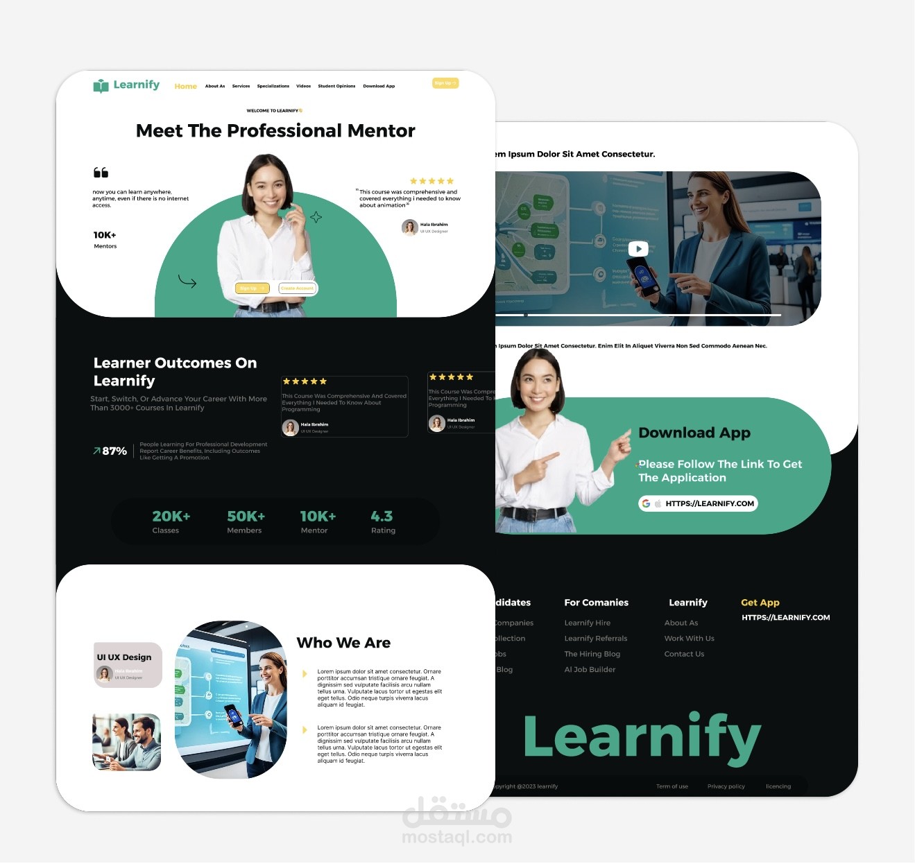 تصميم واجهة مستخدم وتجربة مستخدم لموقع تعليمي “ Learnify “